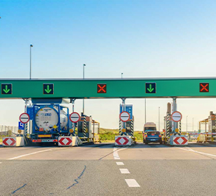 Toll Gate on a sunny day at the background