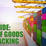 Large cargo ships filled with colorful shipping containers with bright sky and text "LCL guide: Types of goods and packing".