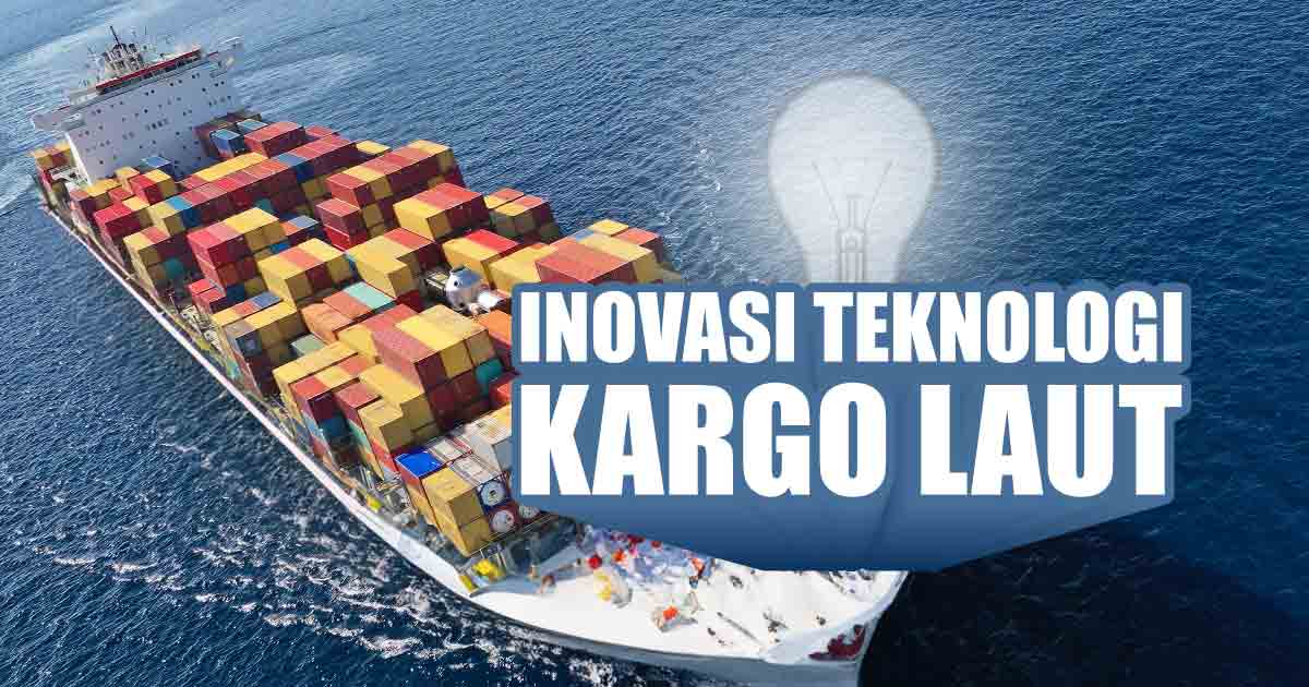 Kapal kargo di tengah laut dengan bohlam lampu menandakan inovasi.