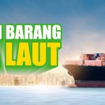 Gambar kapal kontainer dengan tulisan 'Kirim Barang via Laut'