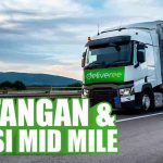 Ilustrasi Truk Deliveree di Jalan dengan tulisan Tantangan Solusi Mid Mile