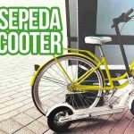 Sepeda kuning dan scooter putih terparkir di jalanan, menggambarkan layanan pengiriman sepeda dan scooter yang efisien.
