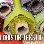 Beberapa gulungan kain berwarna-warni untuk industri tekstil