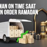 Ilustrasi mobil van putih penuh dengan kotak paket, menyoroti pentingnya pengiriman tepat waktu selama lonjakan pesanan Ramadan.