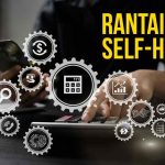 Ilustrasi rantai pasok self-healing dengan ikon gigi roda dan aktivitas bisnis.
