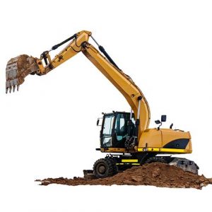 Ilustrasi wheel excavator.