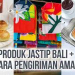 Kolase gambar yang menampilkan tiga jenis barang: kue pia khas Bali, kain pantai berwarna cerah, dan pia legong sebagai ilustrasi “10 Produk Jastip Bali + Cara Pengiriman Aman”