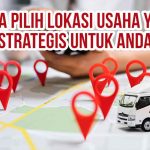 Peta dengan penanda lokasi merah dan truk ekspedisi di atasnya sebagai ilustrasi “15 Cara Pilih Lokasi Strategis untuk Bisnis Anda.”