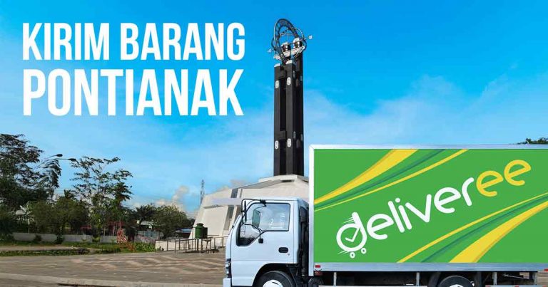 Truk Deliveree di Pontianak dengan tugu khas kota