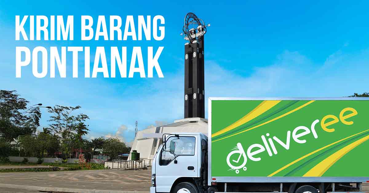 Truk Deliveree di Pontianak dengan tugu khas kota