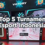Panggung turnamen esport di Indonesia menampilkan pertandingan dan layar kemenangan tim, dengan branding liga profesional seperti MPL dan Challengers di lokasi mall.