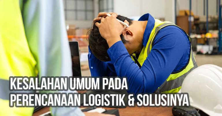 Petugas logistik tampak frustrasi di area gudang sebagai ilustrasi “10 Kesalahan Umum pada Perencanaan Logistik & Solusinya”