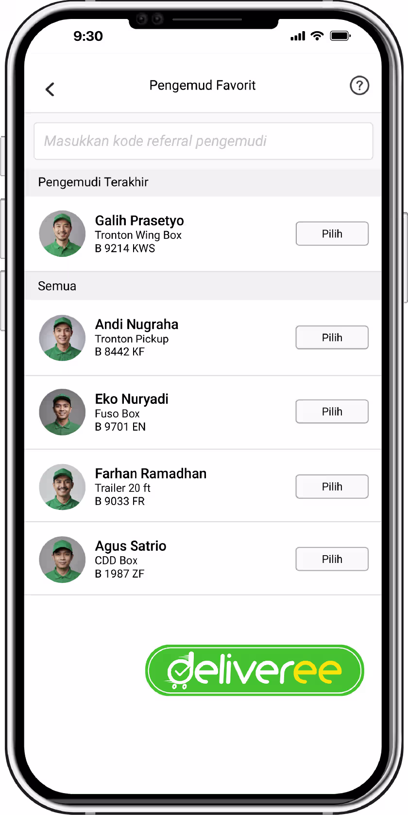 deliveree-reliable-driver-list-interface
